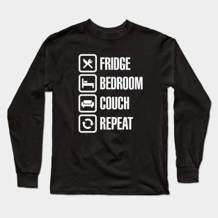 Fridge bedroom couch repeat Covid 19 Coronavirus Long Sleeve T-Shirt